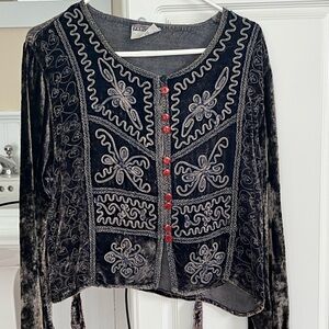 LARA Brown Embellished Blouse